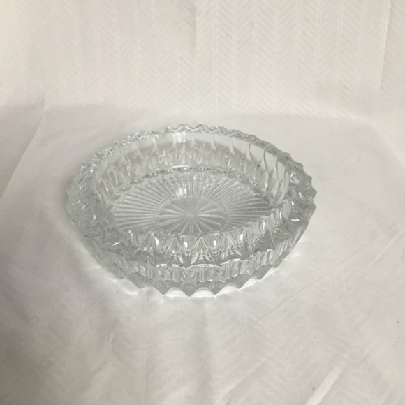 Large Heavy Lead Crystal Glass Ashtray Made in Italy Clear Vintage 7 1/2" - Picture 10 of 11